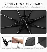 Vista 6 de Paraguas compacto de viaje resistente al viento, 43 pulgadas de aperturacierre automático, paraguas plegable de secado rápido para lluvia, ligero