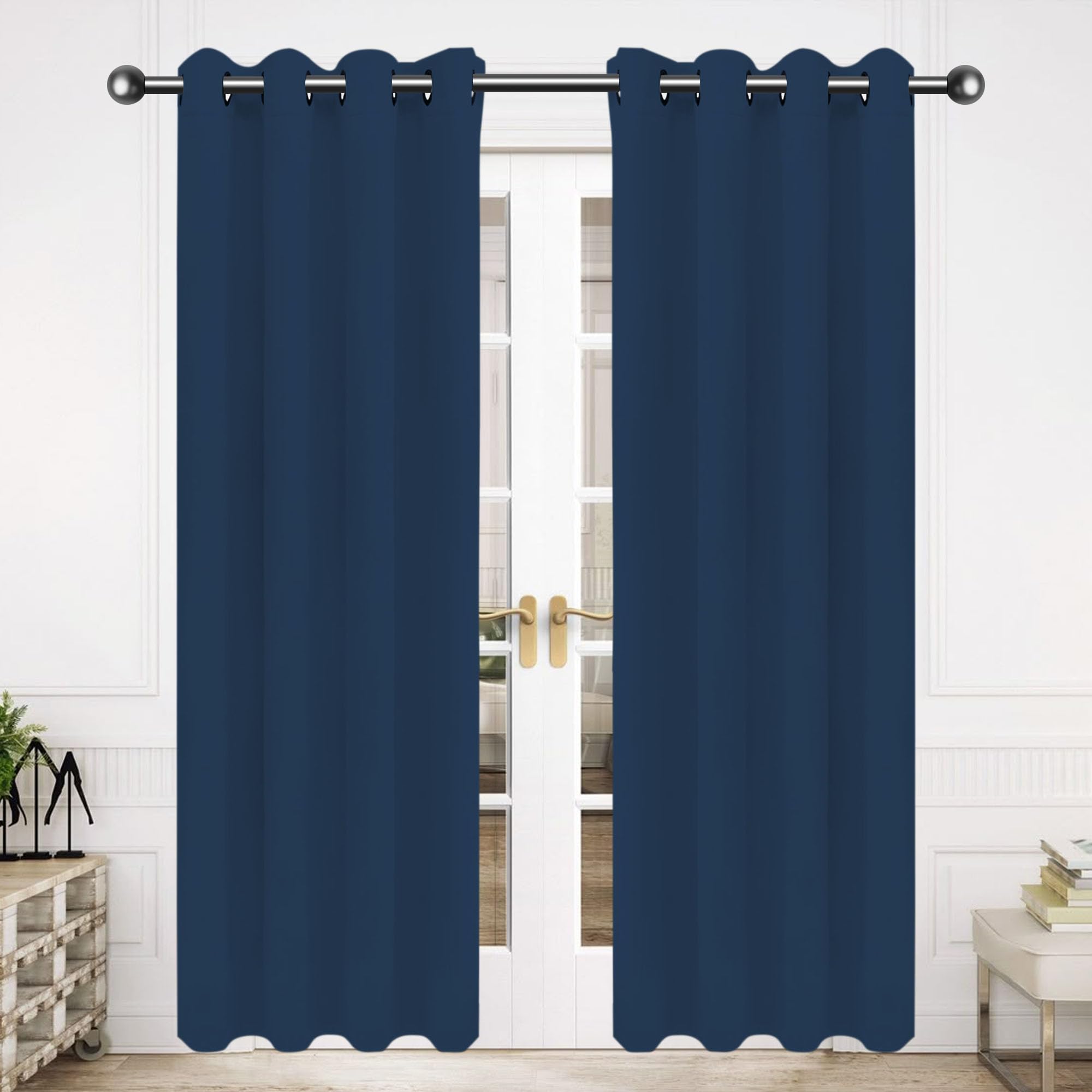 Rideaux occultants 160x160 cm JIAFANG bleu foncé isolant thermique