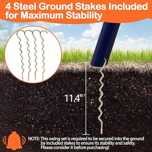 Miniatura 4 de Juego de columpios de metal para exteriores para niños, juego de patio de juegos de metal resistente con columpios, escalera de escalada, barra de