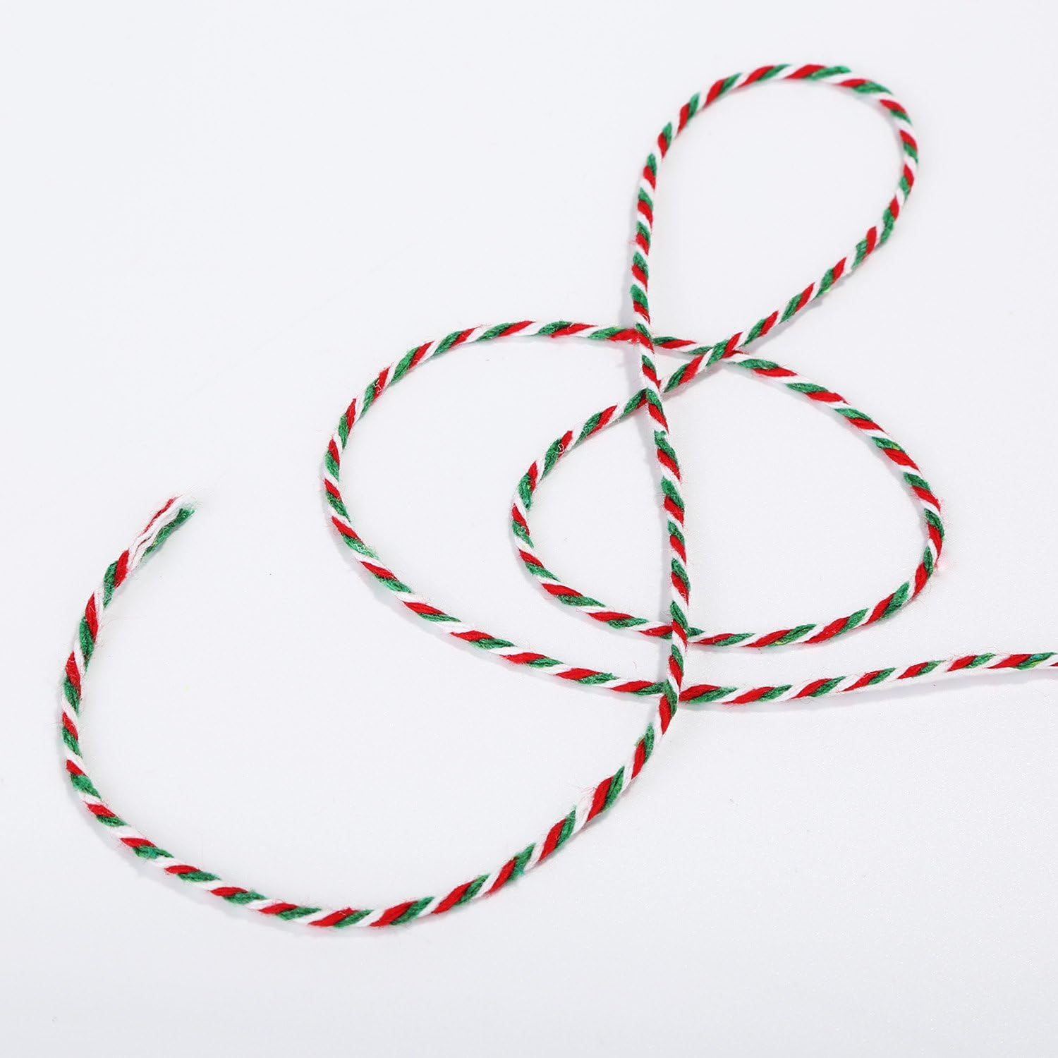 Pangda 100 Meters Red, White and Green String Christmas Candy Bakers Twine 2 mm Diameter for Gift Wrapping Christmas Decoration DIY (Red, White and Green)