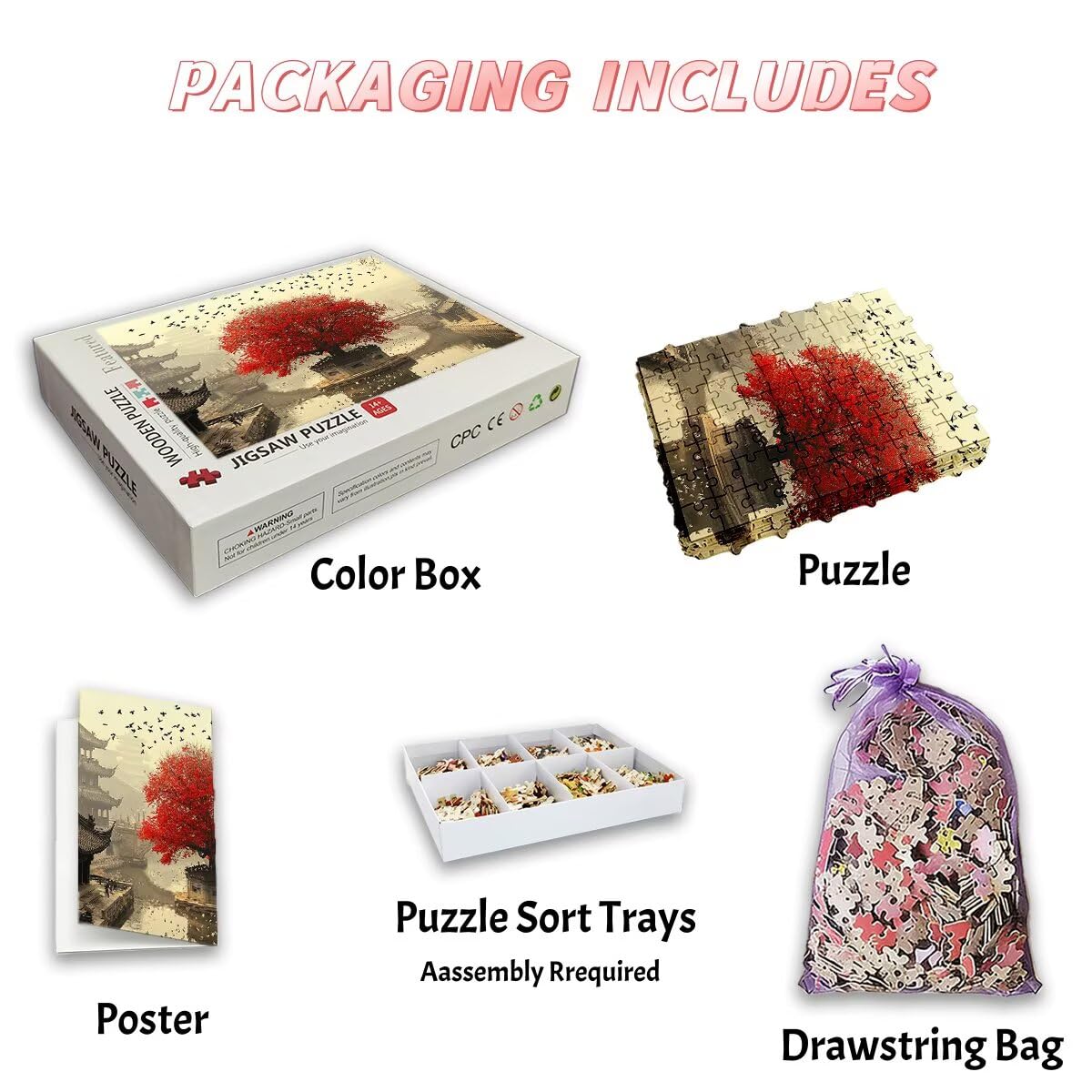 Puzzle 4000 sztuk retro, puzzle drzewo dla dorosłych, drewniane puzzle kreatywna rozrywka, zabawa, klasyczne puzzle edukacyjne z wysokiej jakości opakowaniem pomysł na prezent dla kobiet wystrój domu