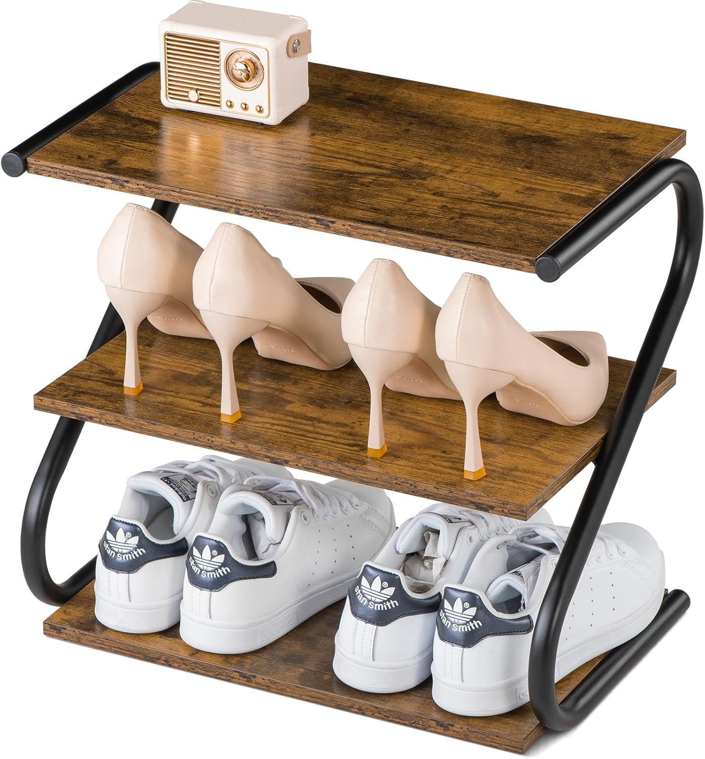 Amazon.com: Aroktake Small 3-Tier Shoe Rack, Z-Frame Wooden Shoe Shelf ...
