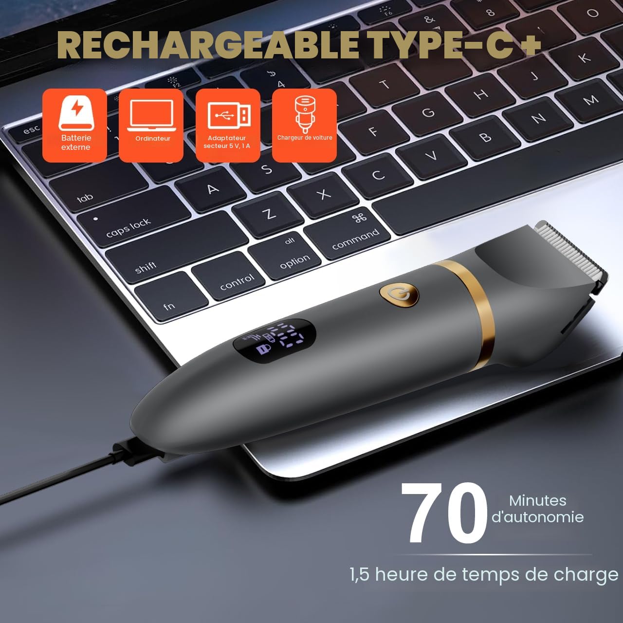 Scttomon Rasoir intime pour homme - Tondeuse intime - Tondeuse pour le corps - Rasoir pour homme - Zone intime - Tondeuse nasale - Affichage LCD - Étanche - 3 en 1