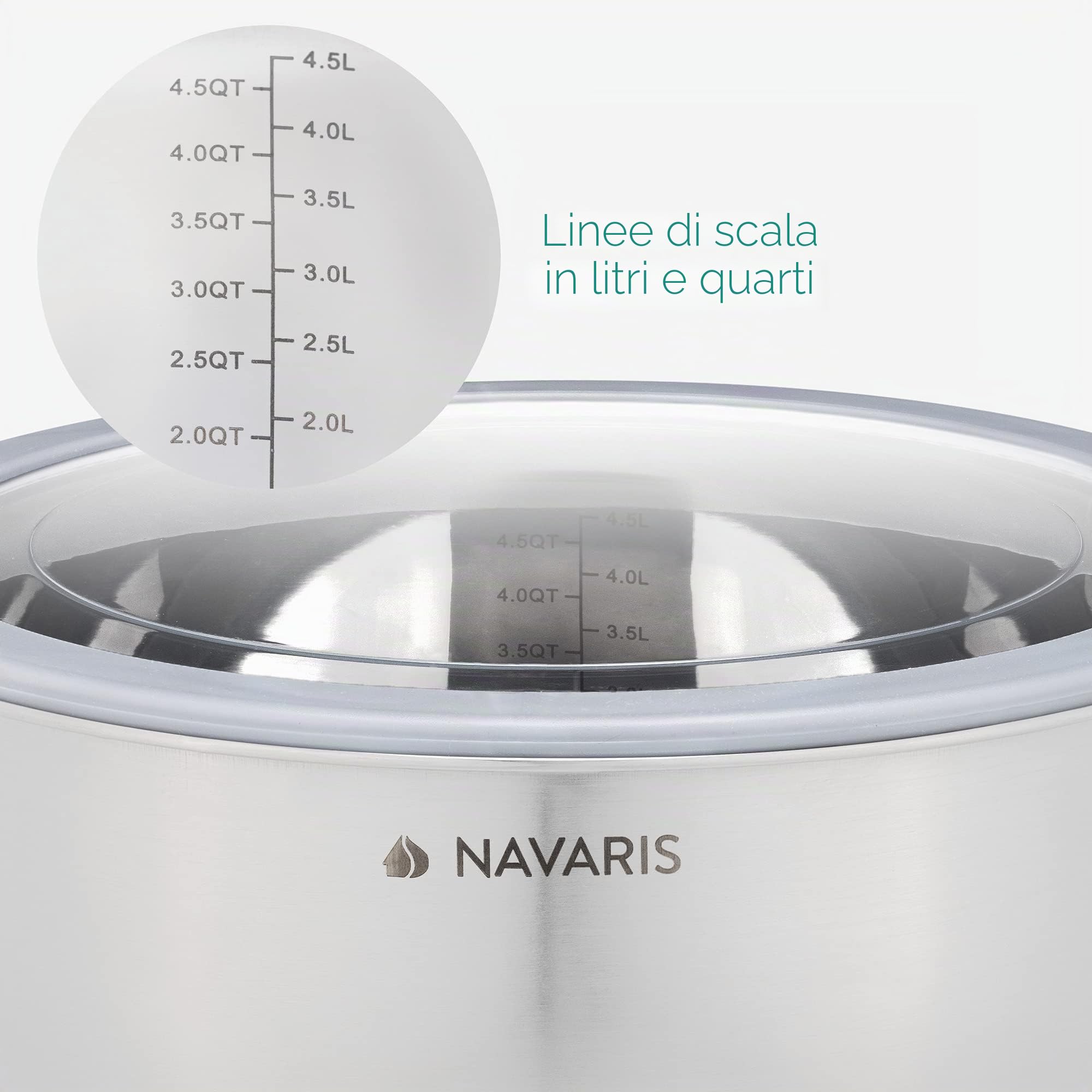 Navaris 3X Ciotole Salvaspazio Salvafreschezza - Recipienti Preparazione e Conservazione Alimenti - con Base Antiscivolo - 3X Misure 1,4L 2,8L 4,7L