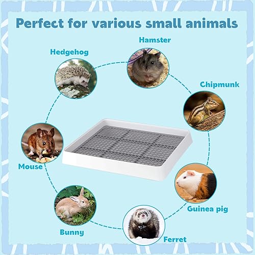 Miniatura 7 de FHTONGE Bandeja de Arena para Conejito de Indias para Jaula, Bandeja de Arena con Rejilla para Conejitos de Indias, Bandeja Rectangular Pequeña para