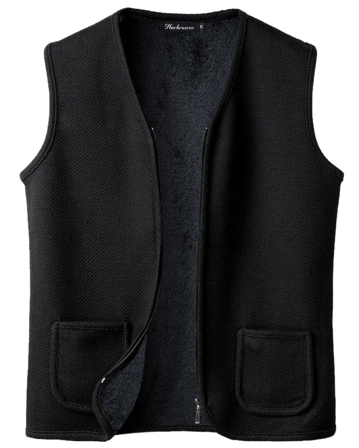 Chalecos Exteriores de Punto para Hombre Forro Polar Cárdigan sin Mangas Otoño Invierno Cremallera Chaqueta de Suéter Cálido Caballero
