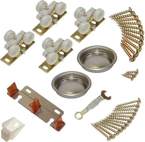 Johnson Hardware 134F602D - Herrajes para puerta de derivación deslizante (juego de herrajes de 2 puertas de 30 pulgadas, 60 pulgadas en total)