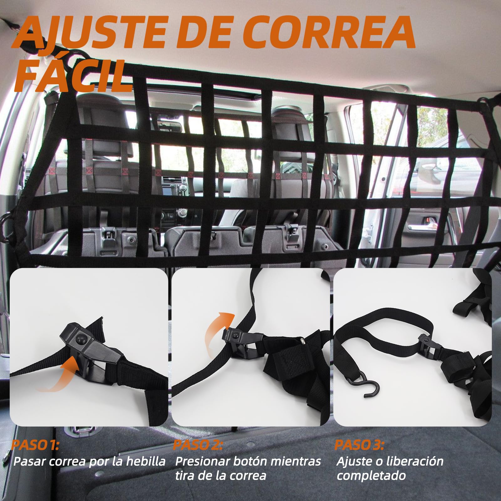 Red de carga con 4 correas ajustables para asegurar la carga en remolques de camionetas. Apto para furgonetas, Ducato, Boxer, Jumper, Opel Movano, Ford Transit, Mercedes-Benz