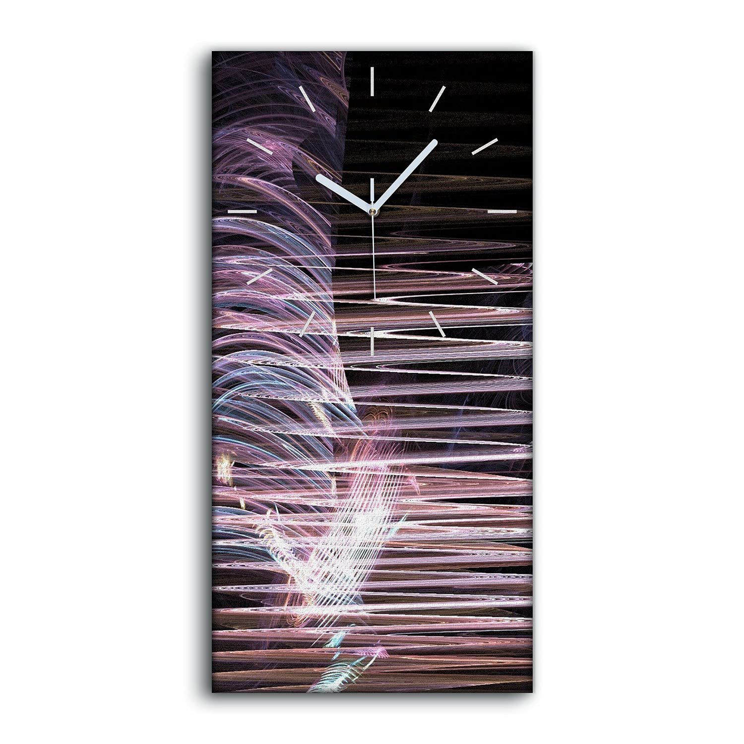 Horloge sur Toile Art Fractal 30x60cm avec Mains Blanches Coloray