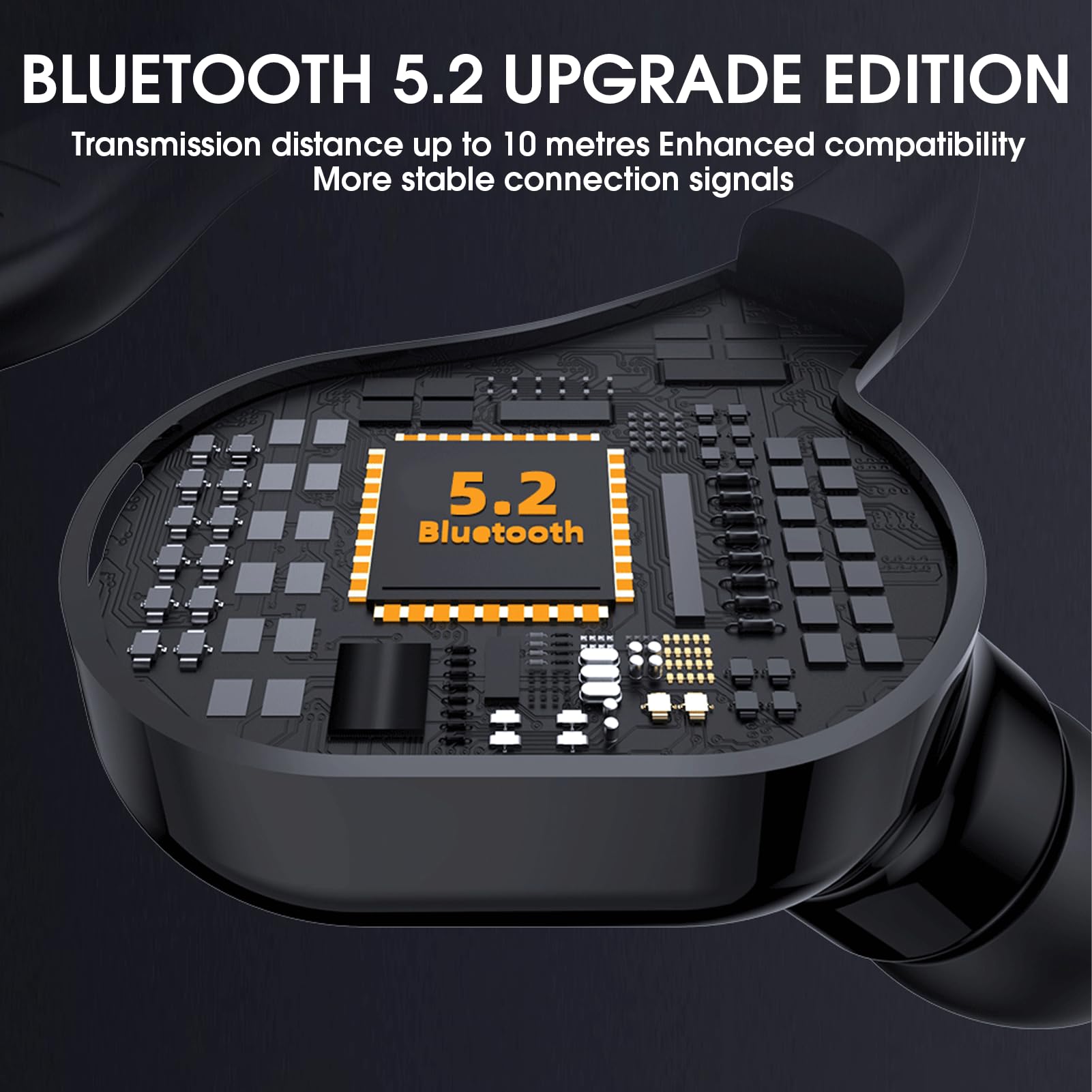 Oreillette Bluetooth Sans Fil V5.2 Avec Micro Intégré, Écouteurs Sans Fil, Tour D'oreille 360°, 20h De Lecture, Tour D’Oreille Réduction De Bruit Écouteur Mono Pour Iphone, Android, Pc, Sport, Travail