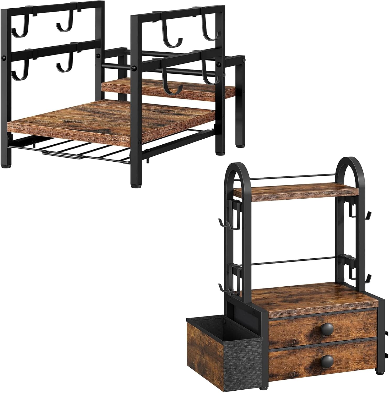 HOOBRO K Cup Holder, Coffee Mug Tree, 35 Capacity Pods Storage Organizer Cups with Mug Rack, Coffee Mug Cup Holder with Drawer, for Kitchen, Coffee Bar BF01CR01-BF04CR01