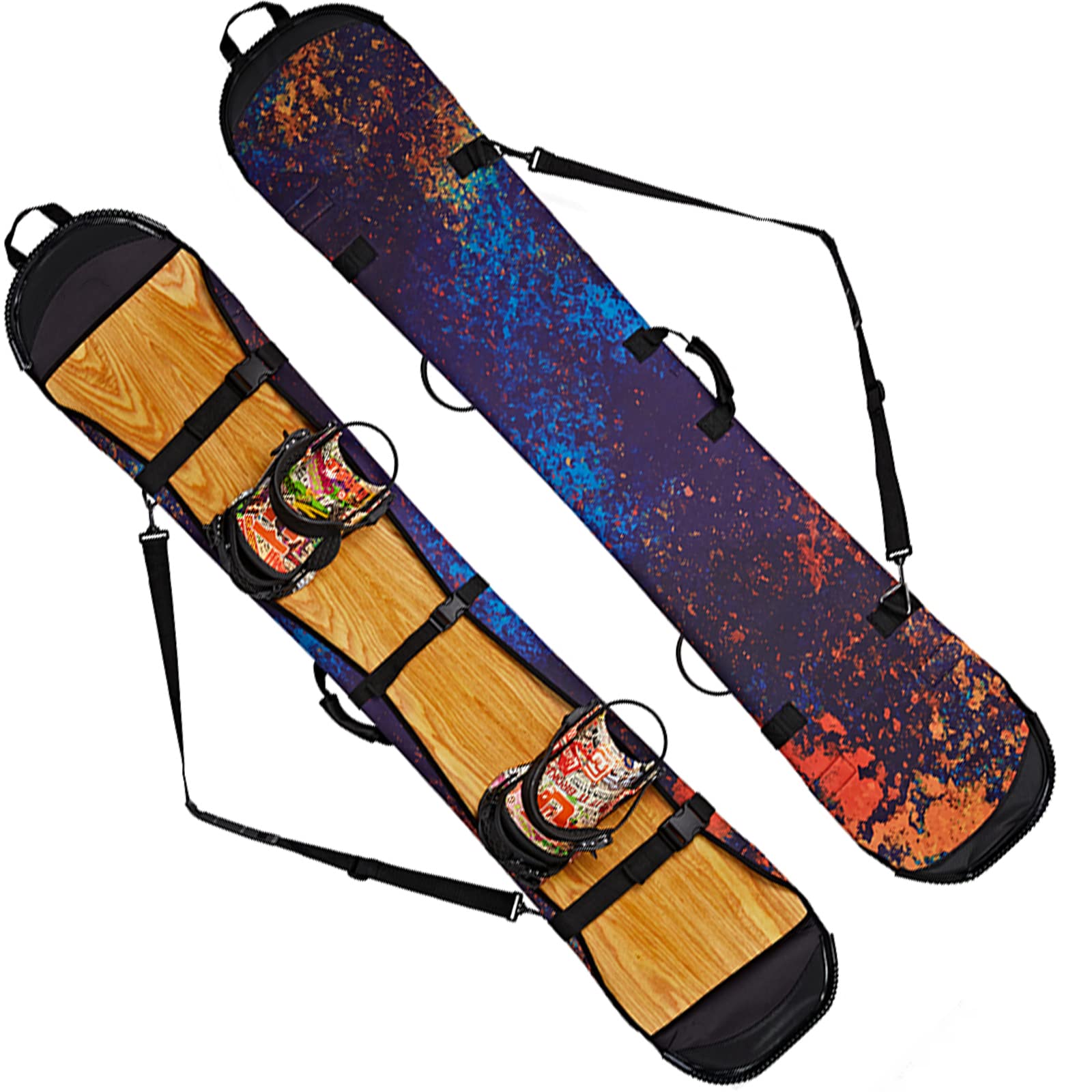 WEALTHY73 Portable Snowboard Bag Snowboard Protector One Shoulder Ski Equipment Storage Bag SBR Rubber Waterproof Wear-Resistant Fabric,Orange,150CM