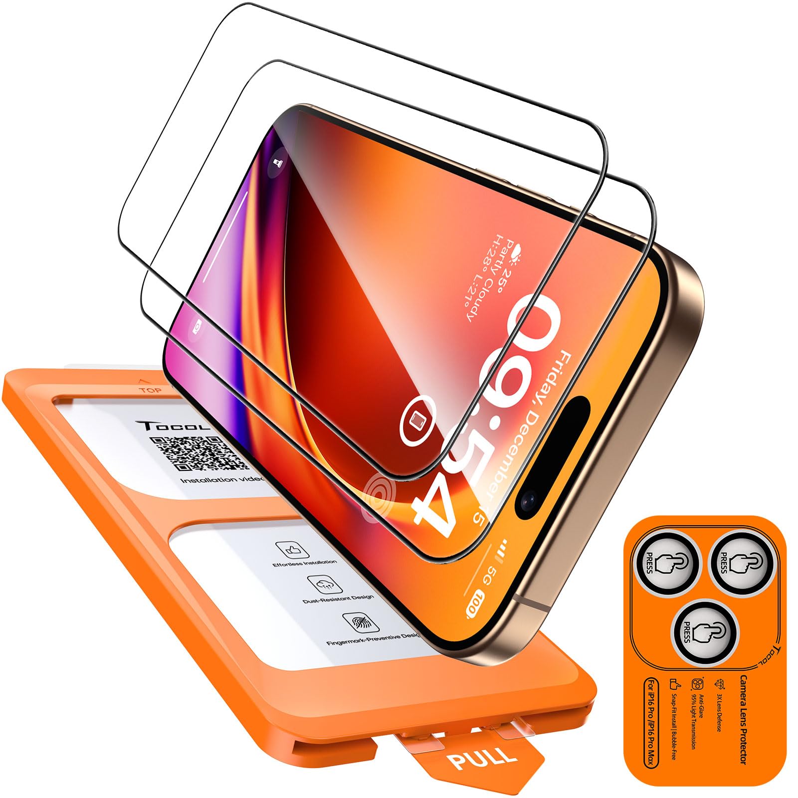 TOCOL Panzerfolie mit Kameraschutz für iPhone Serie