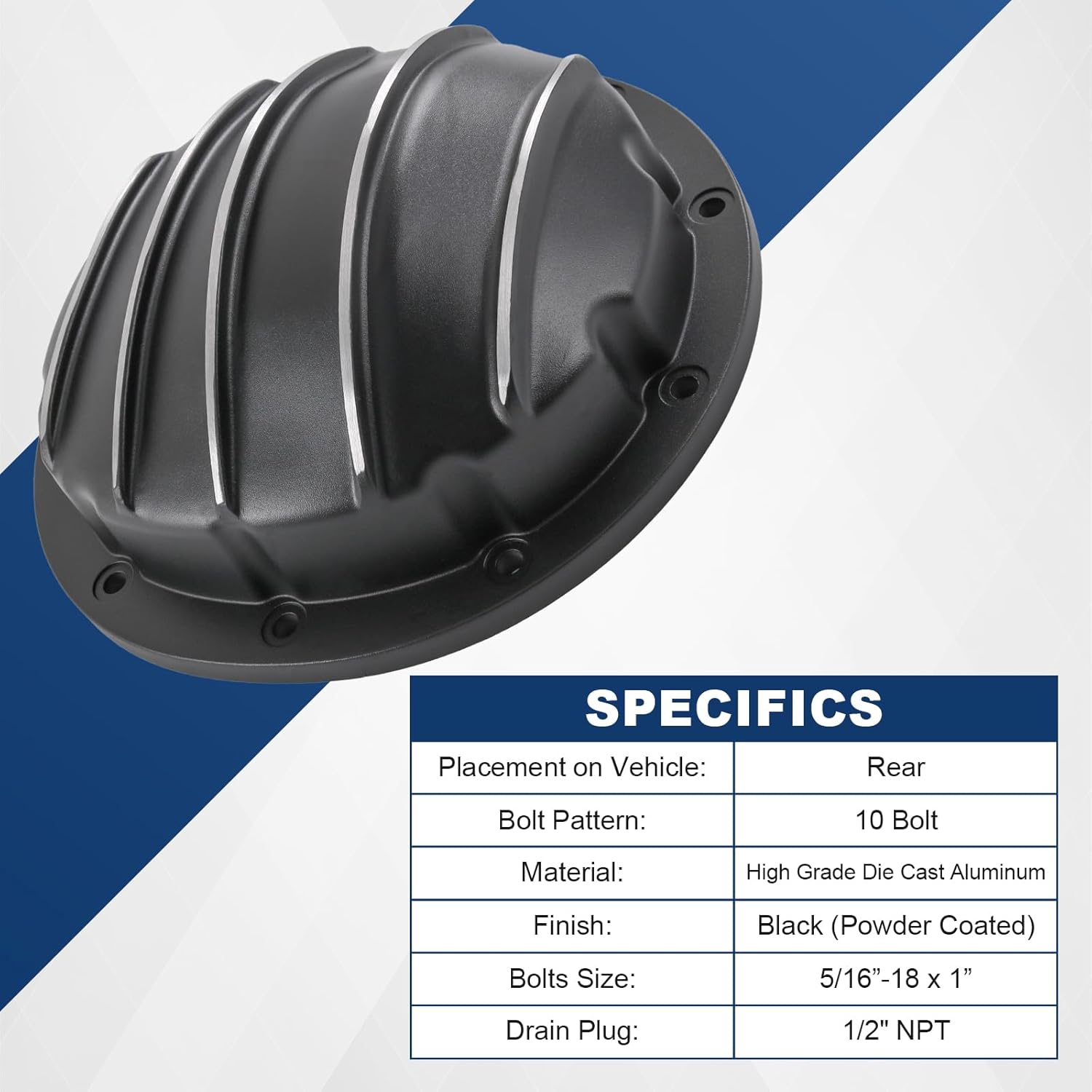 Rear Differential Cover and 8.5" & 8.6" Ring Gear Diff with 10 Bolt Compatible with Chevy GM Silverado 1500 Buick 1964-Up Black Diff Cover & Hardware # HRCGM85BK