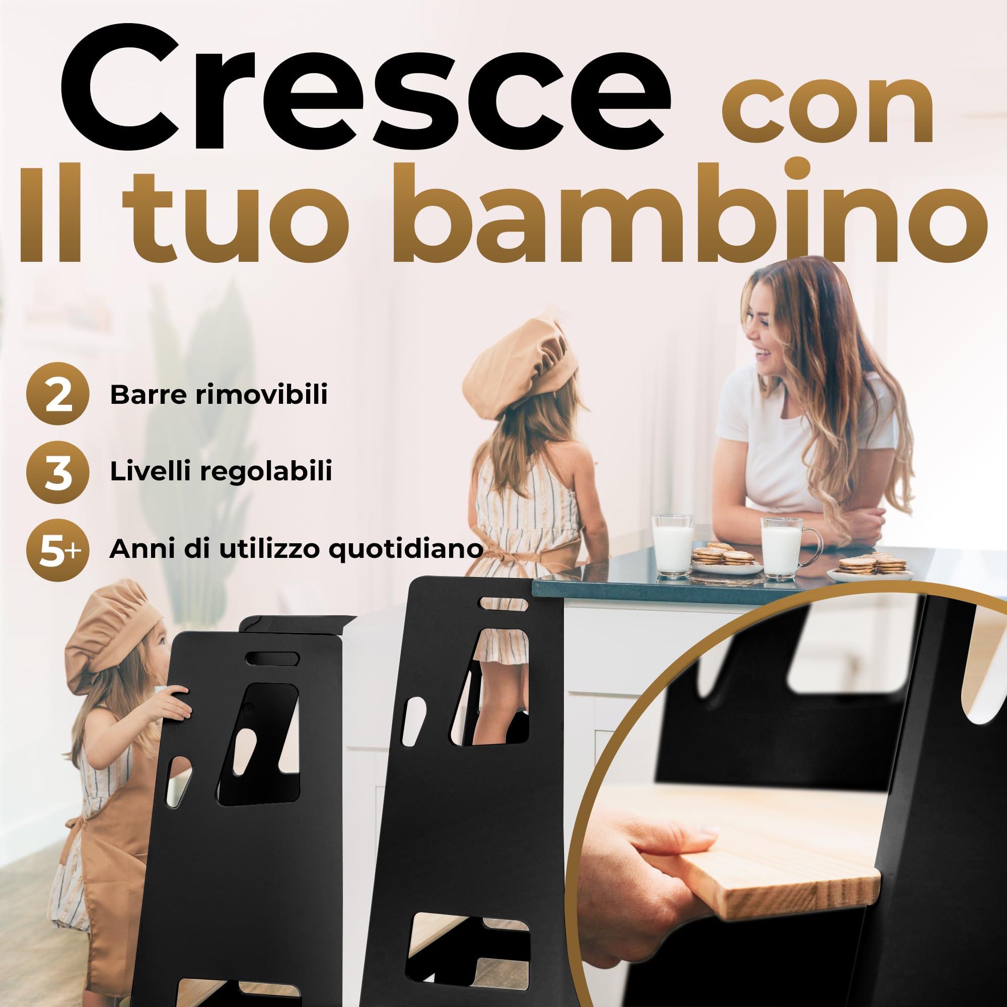 BEY & CO® Wieża Obserwacyjna dla Dzieci - Regulowana 3 poziomy, Antypoślizgowa