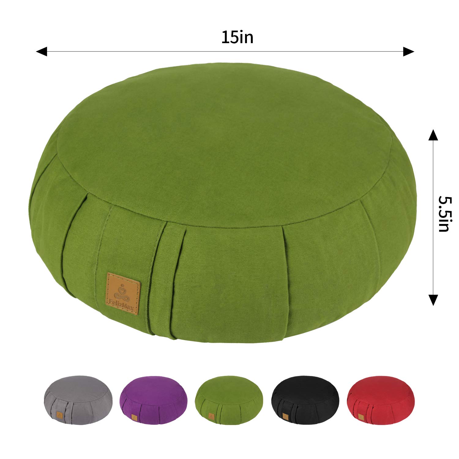 Cuscino rotondo da meditazione con grano saraceno, D = 38 cm H = 14 cm, cuscino da meditazione Zafu/Zabuton, cuscino da yoga, pouf da pavimento, fodera in cotone biologico con cerniera,