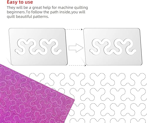 Miniatura 4 de Reglas y plantillas de acolchado de movimiento libre Plantillas de acolchado para plantillas de acolchado a máquina, suministros de acolchado,