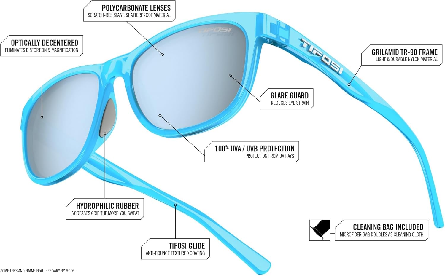 Tifosi Swank Sport Sunglasses - Tangle Free - Ideal For Cycling, Golf, Hiking, Pickleball, Running and Great Lifestyle Look - Image 2