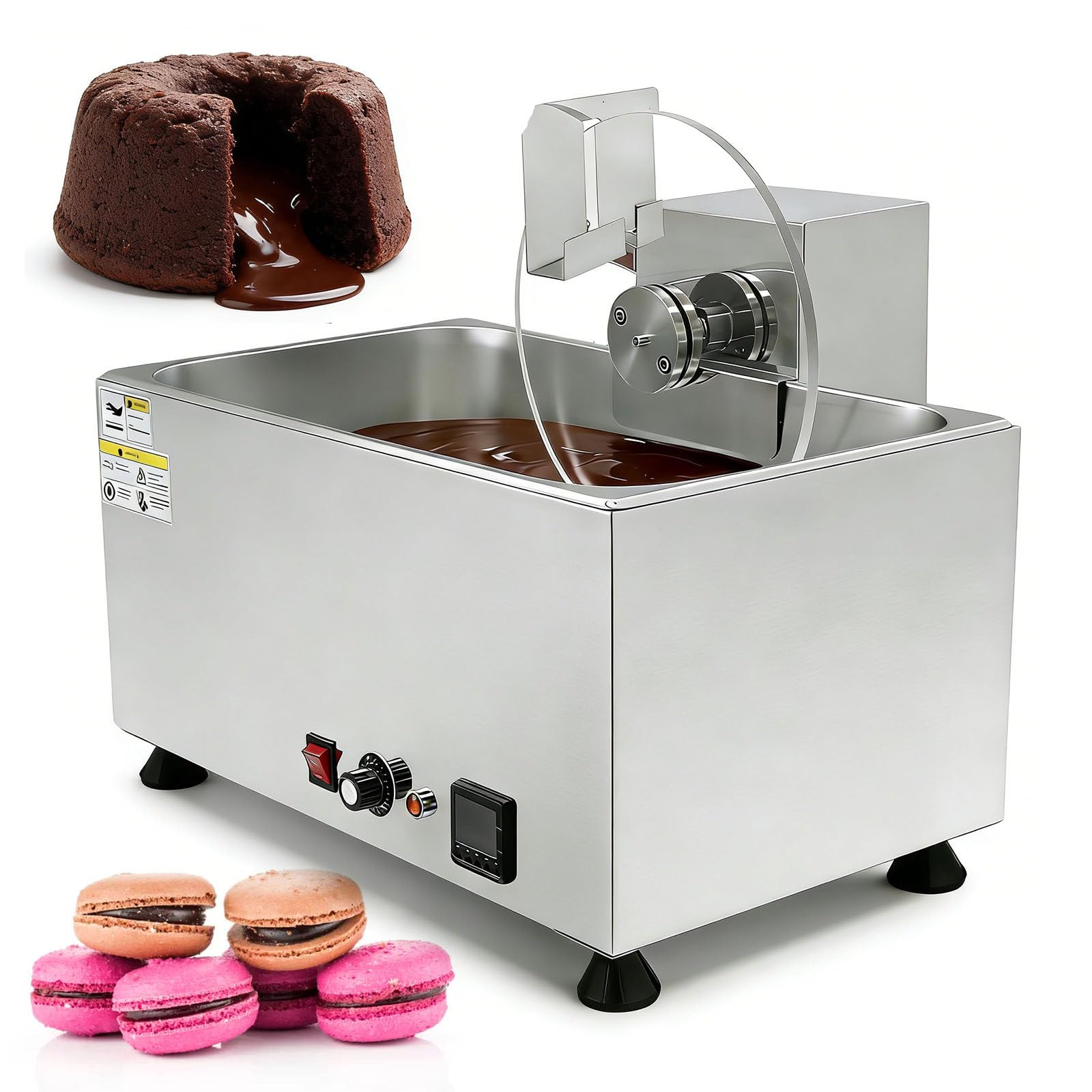 YXYLJOZ 14L Chocolate Tempering Machine - 600W Fast Heating, Detachable Stirrer, Ideals for Bakeries, Candy Shops, Home Use & Dessert Cafes - Perfects for Melting & Tempering Chocolate