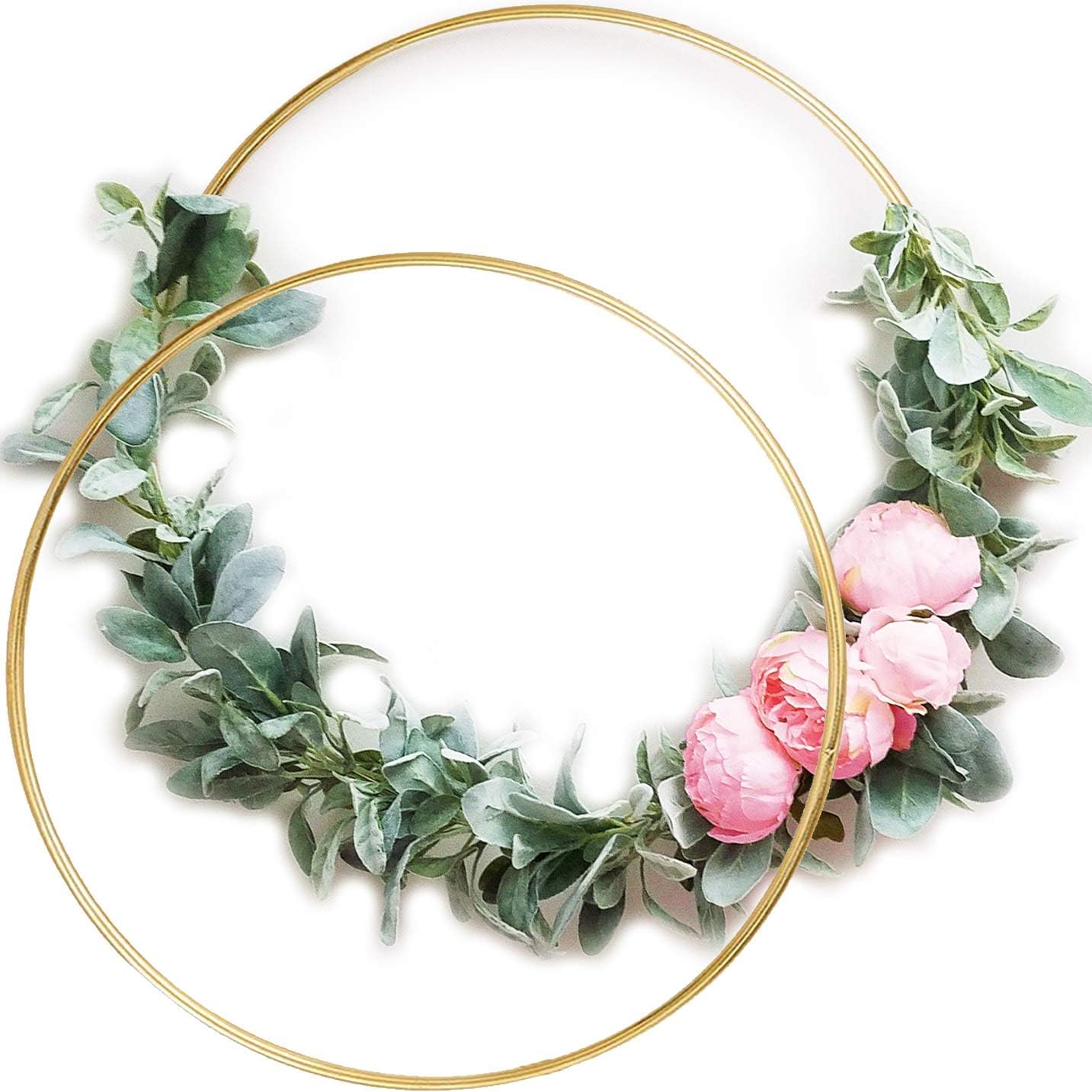 Zazza Home Decor - 02 Pack10inch Large Metal Floral Wreath Macrame Gold Hoop Rings for DIY Crafts Dream Catchers, Floral Macrame Hoop for Wedding Decor, Wall Hanging Craft Gold. (10 INCH)-image-43