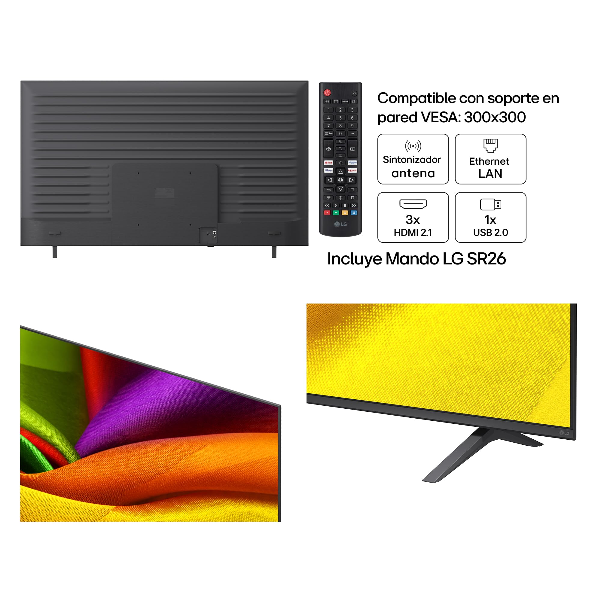 LG 75NU850B6LA - Smart TV Nano 4K UHD AI NU85 75 Pulgadas, Sin Reflejos al 94%, webOS 26 AI Copilot y Gemini, Procesador Inteligente α7 AI Processor 4K Gen9, HDR10 Pro, 4K Super Upscaling, Dolby
