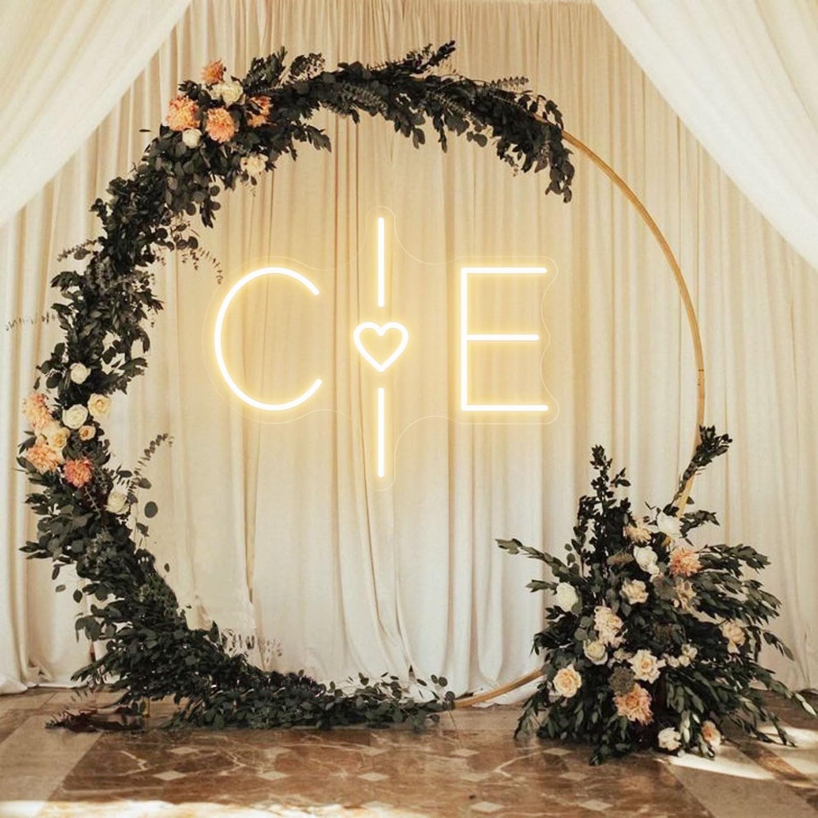 DAKABUKA Custom Neon Wedding Sign Welcome Personalized Initials with Heart Neon Signs Last Name Letters Neon Light for Reception Backdrop Decor Anniversary Engagement Party Gift — image 1