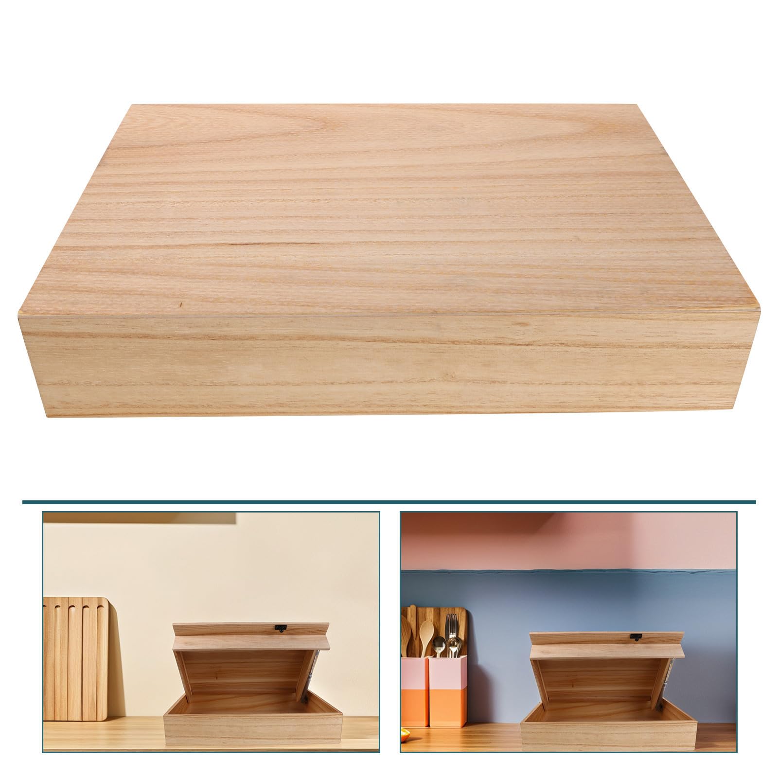 Mikikit Mensola a Parete in Legno, Ripiano Sospeso Beige, Scatola Porta Oggetti per Soggiorno, Multifunzione, Ottimizzazione Spazio, per Piccoli Appartamenti e Camera da Letto