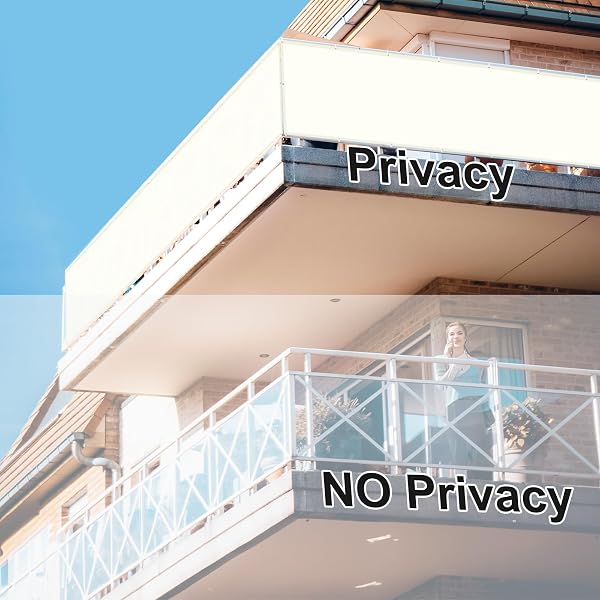 Sunnylaxx Balcon Privacidad 90x300cm Crema, Pantalla De Privacidad Balcon Protección PES, Incluye Bridas para Cables - 3