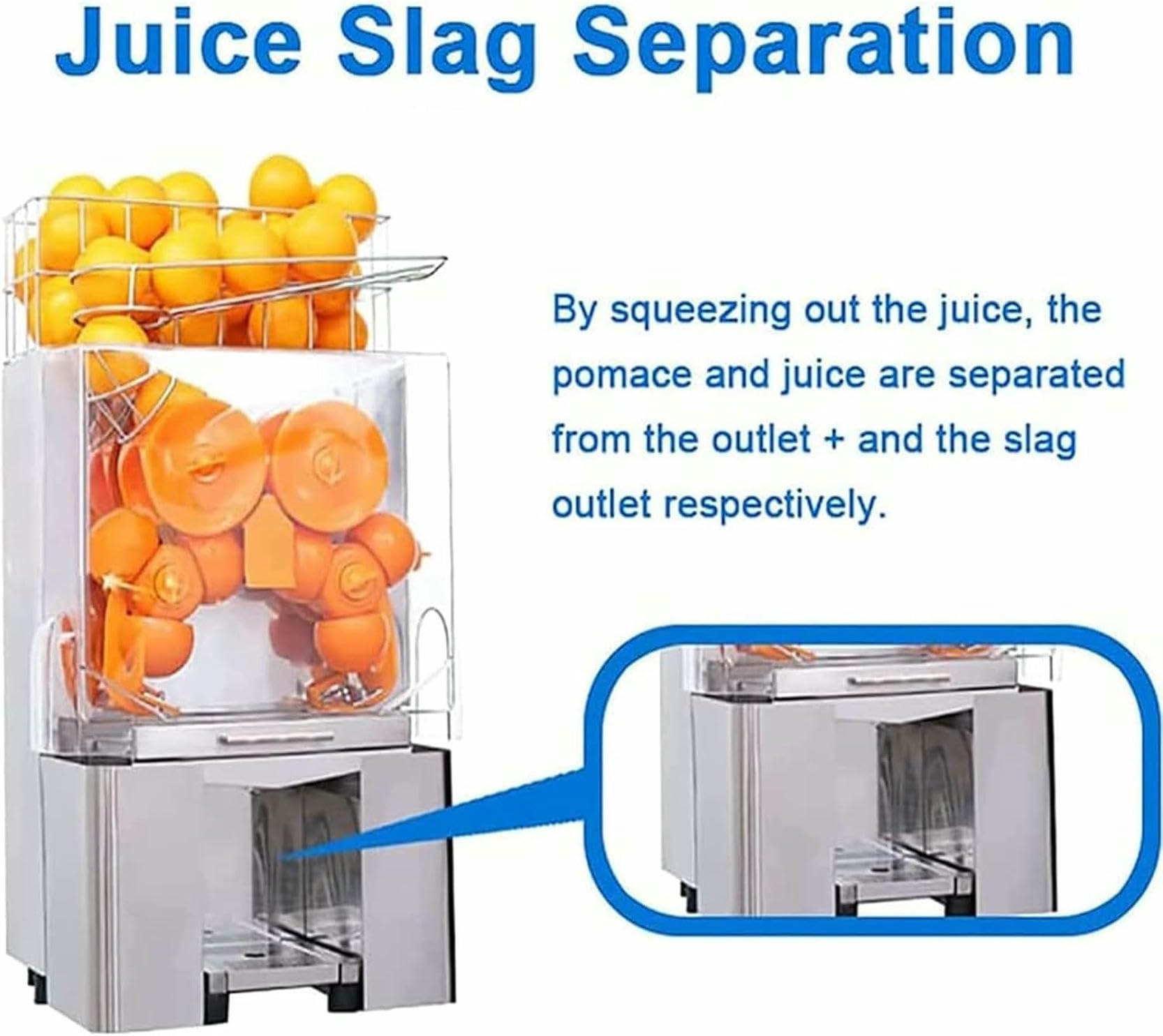Máquina Comercial para Hacer Zumo De Naranja Fresco, Exprimidor Eléctrico De Cítricos De 120 W con Alimentación Y Pelado Automáticos, Exprimidor De Acero Inoxidable, 20 Naranjas por Minuto.