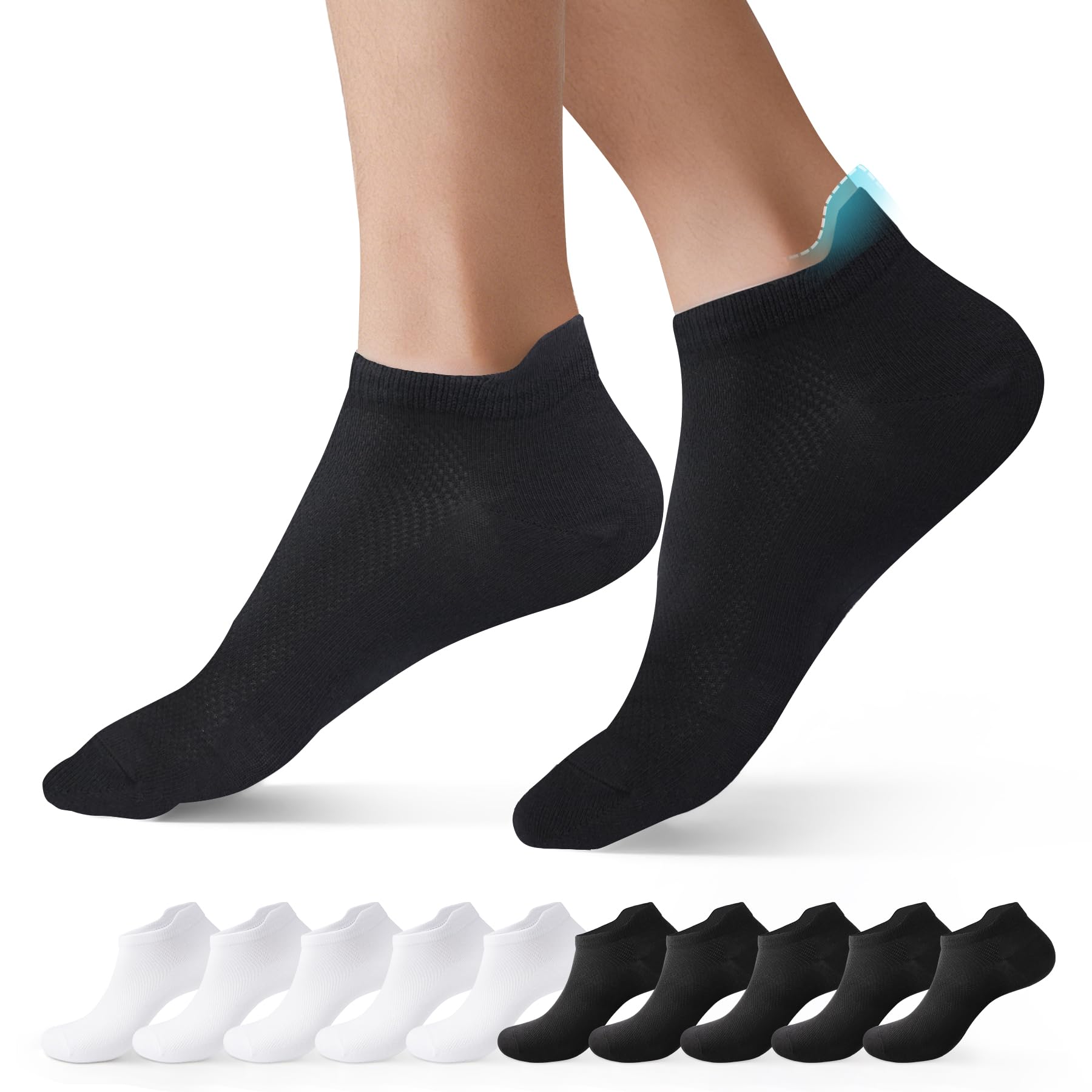Mowenti 10 Paar Sneaker Socken Herren Damen Kurze Sportsocken Atmungsaktive Laufsocken Unisex Sneakersocken