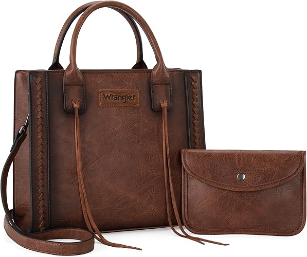 Wrangler Tote Bag for Women Western Cowhide Purse and Wallet Set