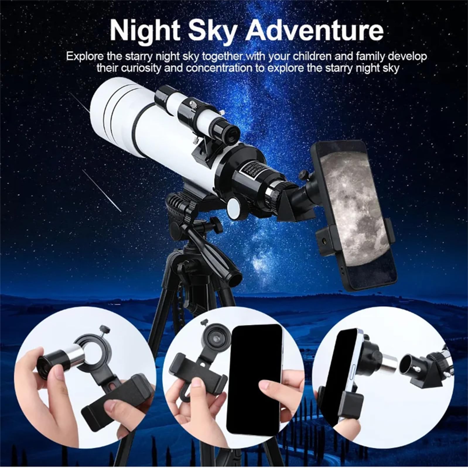 Télescope pour Adultes Télescope astronomique réfracteur - Regarder la Lune, Observer Les Oiseaux, Regarder Le Paysage Naturel, Regarder Le Paysage de la Ville, Regarder Les Animaux