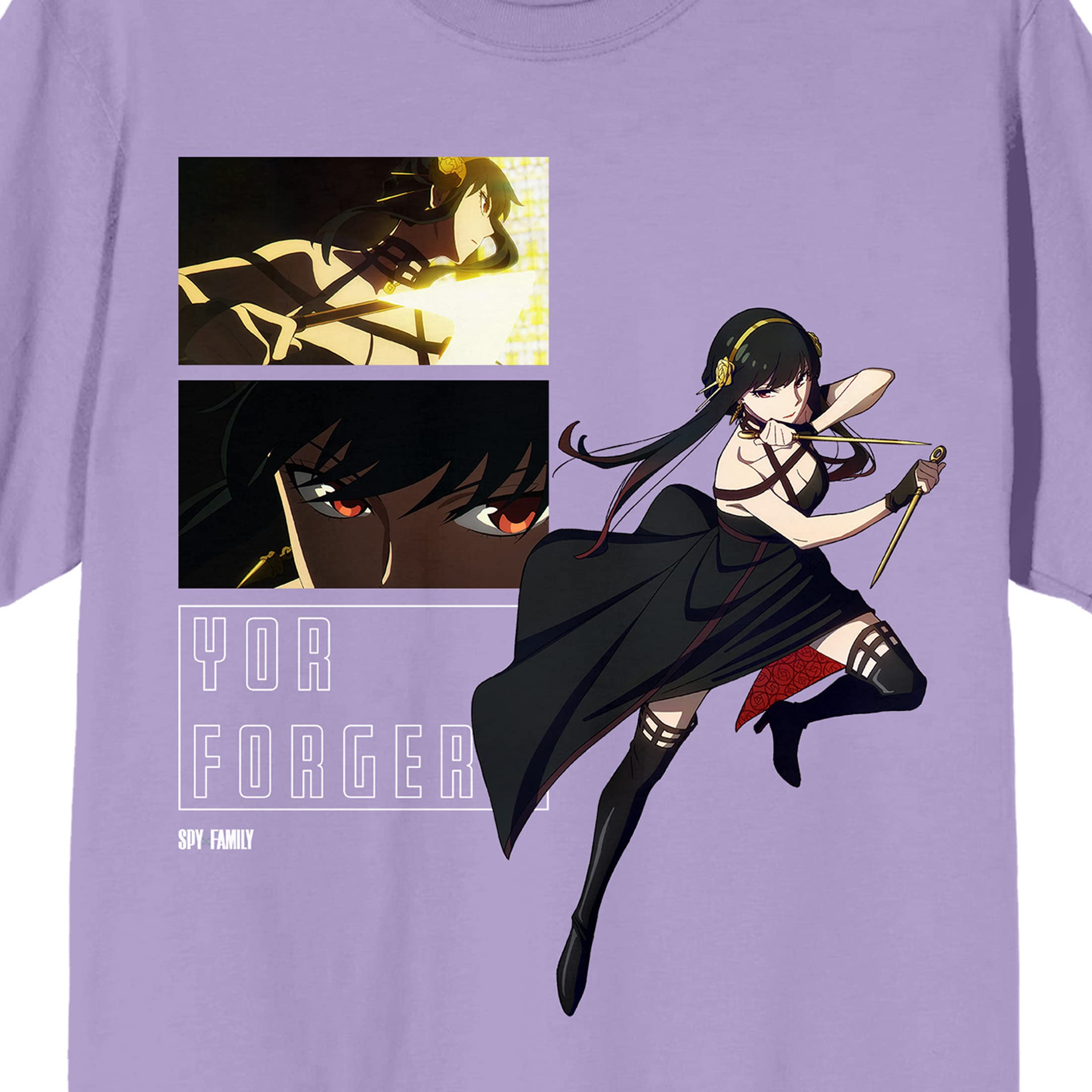 Spy x Family Yor Scenes Women's Lavender Short Sleeve Crew Neck Tee-Large