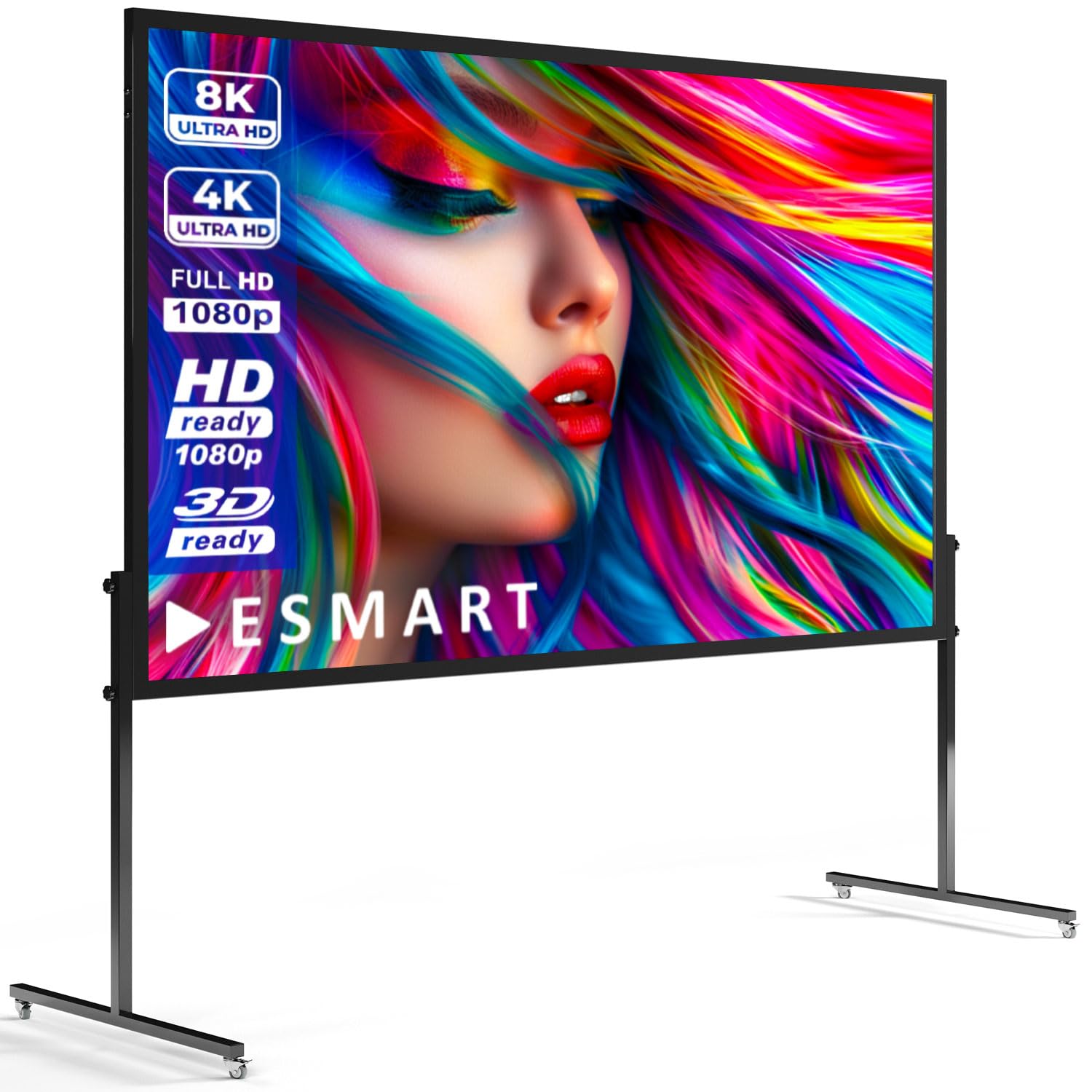 ESMART Economia EXA Schermo a cornice pieghevole 271 cm (266 x 149 cm 16:9) | Superficie visiva 266 × 149 cm, formato 16:9, telo bianco per home cinema e presentazioni, telaio pieghevole mobile