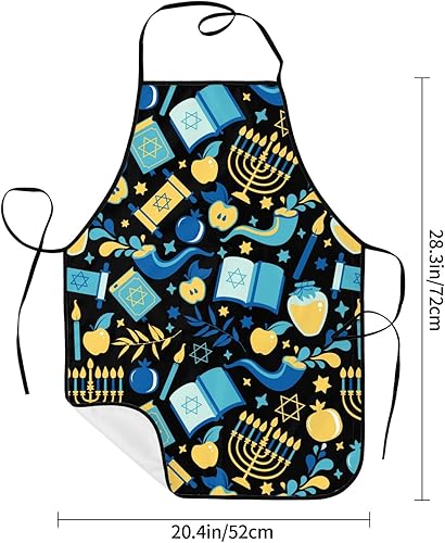 Miniatura 37 de Wishing Happy Hanukkah Delantales de cocina para chef, impermeable, ajustable, divertido delantal para barbacoa con bolsillos para hombres y mujeres