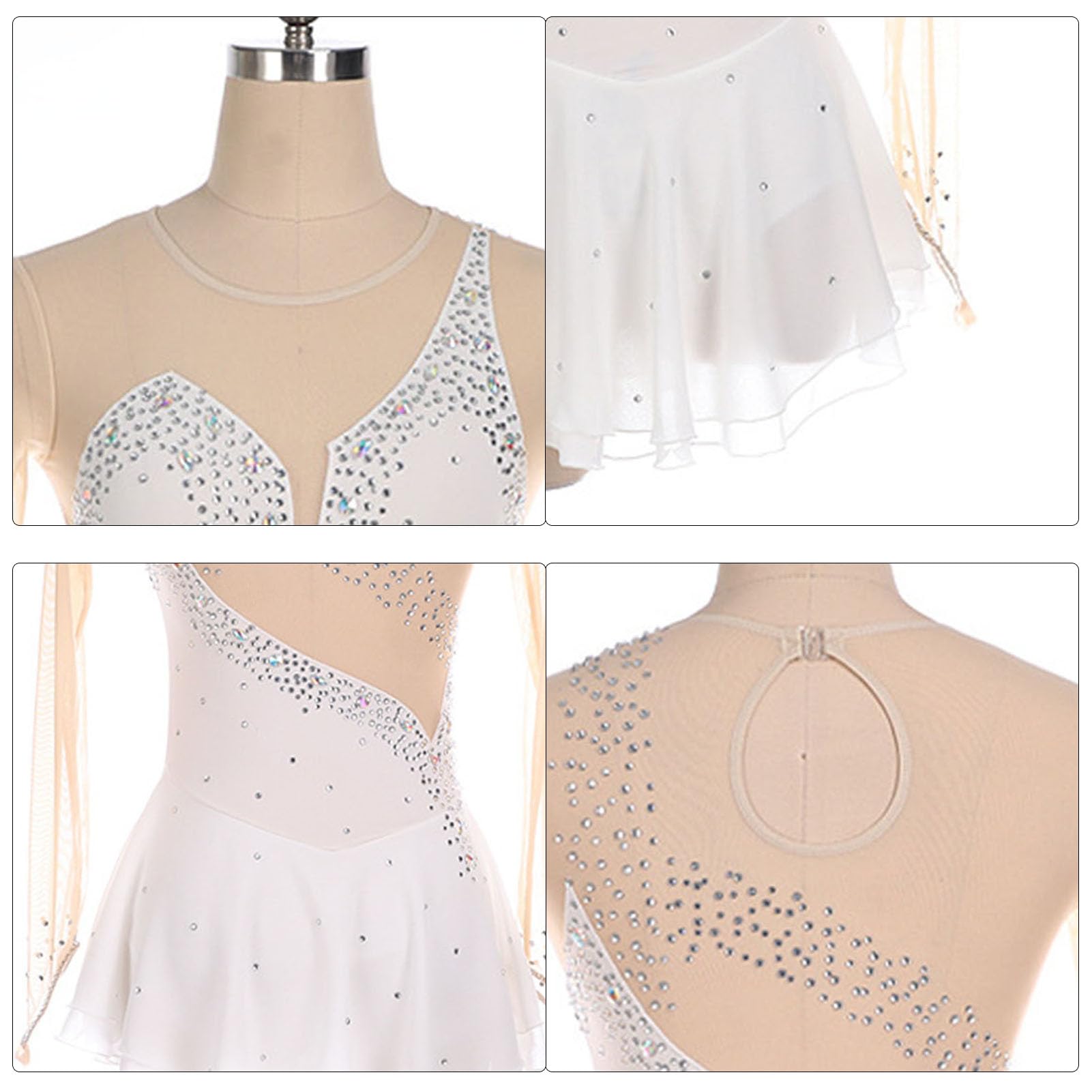 Vestito Da Pattinaggio Artistico Con Girocollo E Maniche Lunghe - Body Per Danza, Ginnastica E Competizione