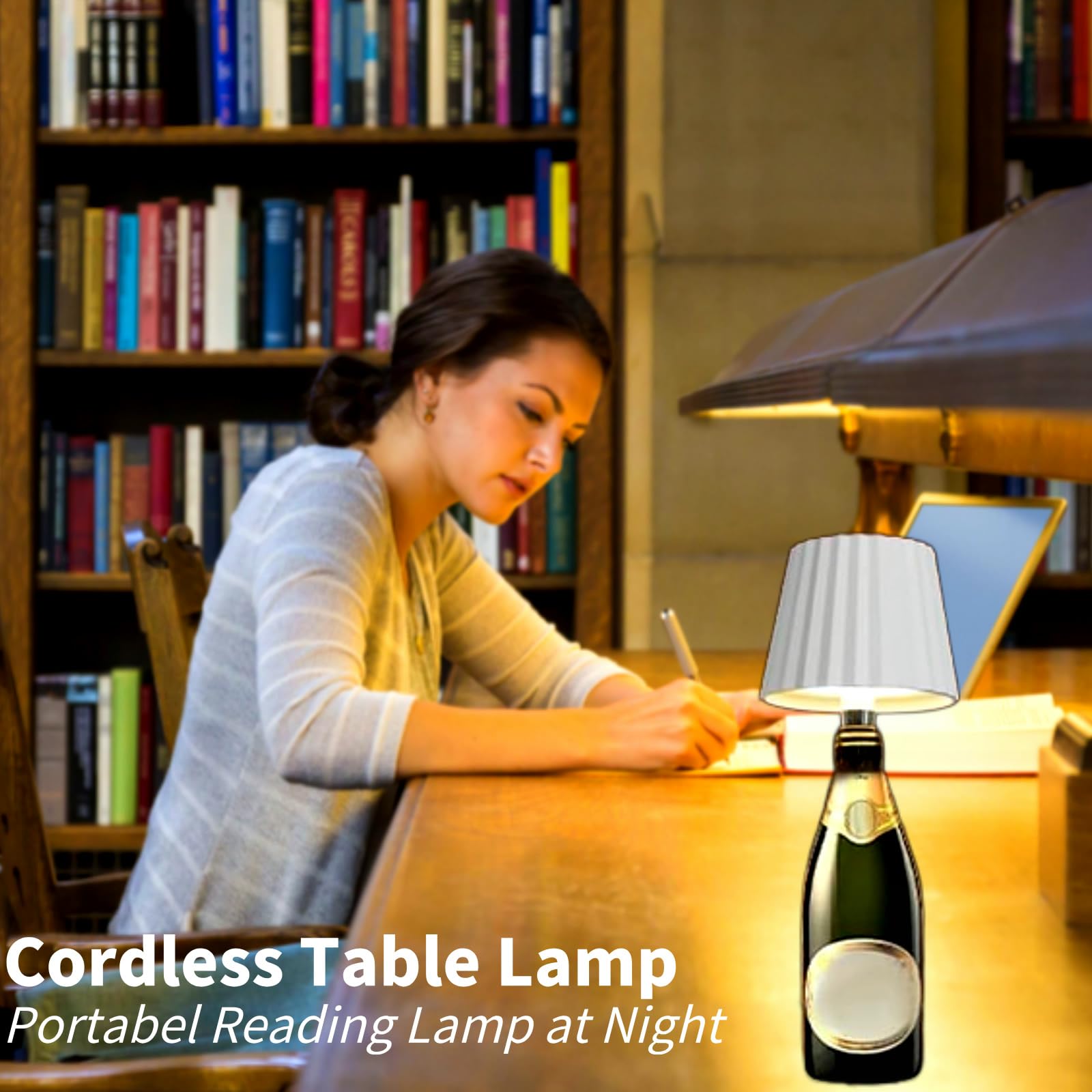 Luxus Draadloze Tafellamp Oplaadbaar - Aimée - Coffee - 37cm