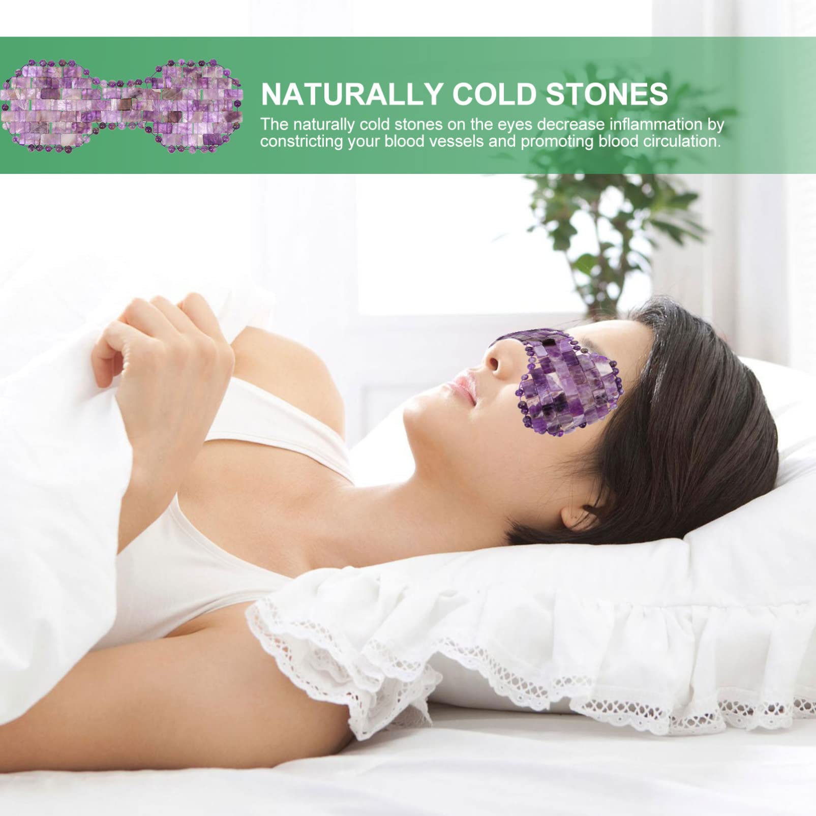 minkissy Amethyst Eye Mask Do Relaksu Oczu z Kamieniami Maskotka Sen z Efektem Chłodzenia i Ciepła Idealna Do Spa i Pielęgnacji Skóry