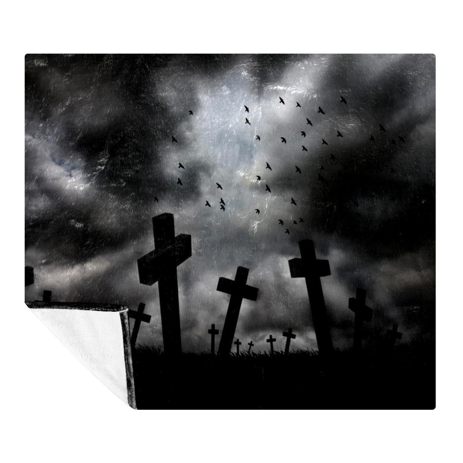 Couverture d'Halloween corbeau pour cocooning sur le canapé et nuits de voyage