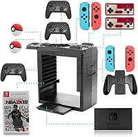 Vista 2 de Cargador de controlador para interruptor, base de carga para Switch 4 Joy-Cons, 4 controladores Pro y 2 controladores Poke Ball Plus, estante