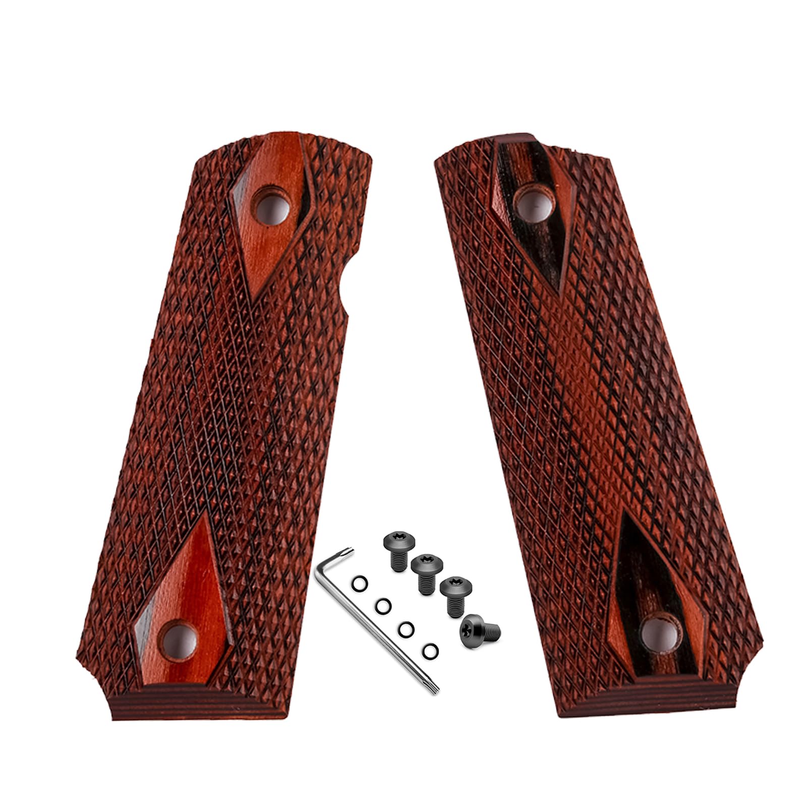 Embrace Customization: Elevate Your 1911 with an Eye-Catching Grip - Polished Surface, Colorful Synthetic Wood, and Enhanced Control