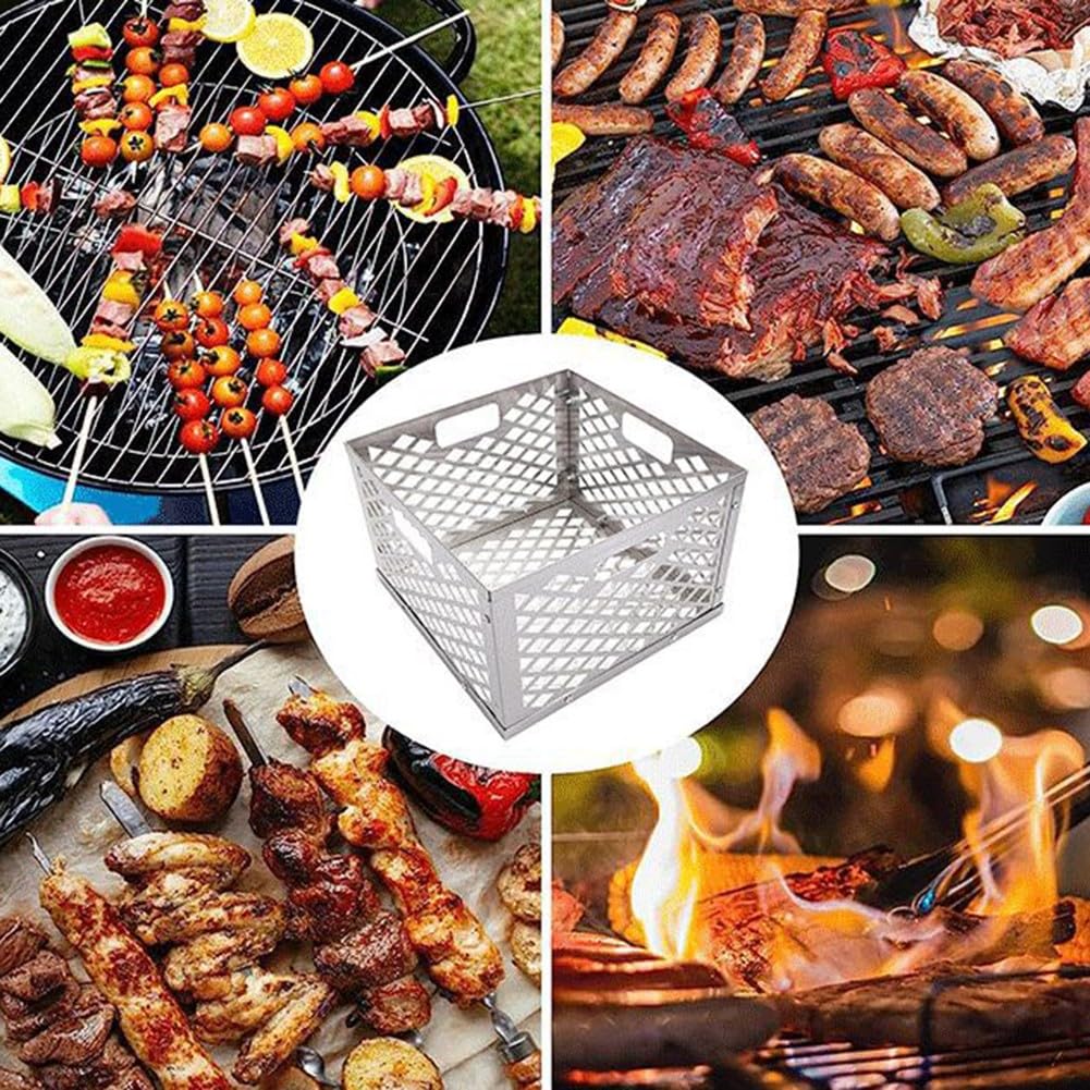 Carbone Firebox Basket affumicatore barbecue carbone scatole, carbone braciere cestino e affumicatore porta morsetti per combo