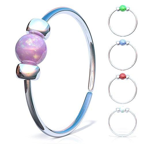 Vista 29 de Gold Nose Ring - Thin Tiny White Opal 24 Gauge Nose Hoop Rings -14k Gold Filled Smooth Comfortable Nose Piercing Jewelry For Women - Gift Ready
