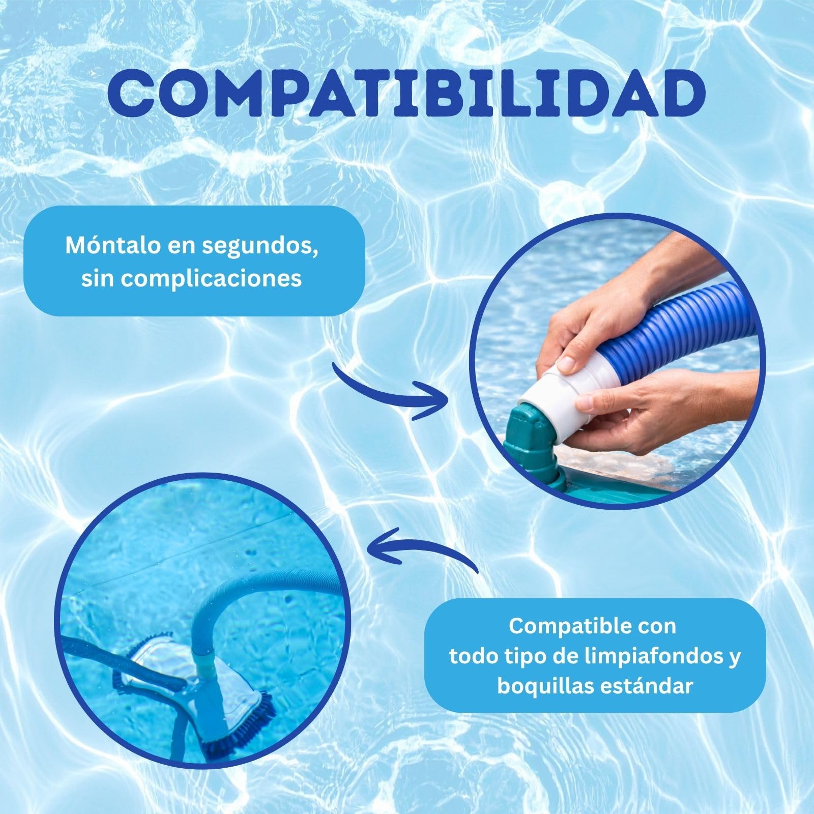 ONEPOOL Manguera para Limpiafondos Piscina 15 m | Tubo Corrugado Flexible para Aspiración y Limpieza de Piscinas | Compatible con Limpiafondos y Boquillas Estándar 38 mm | Resistente UV.