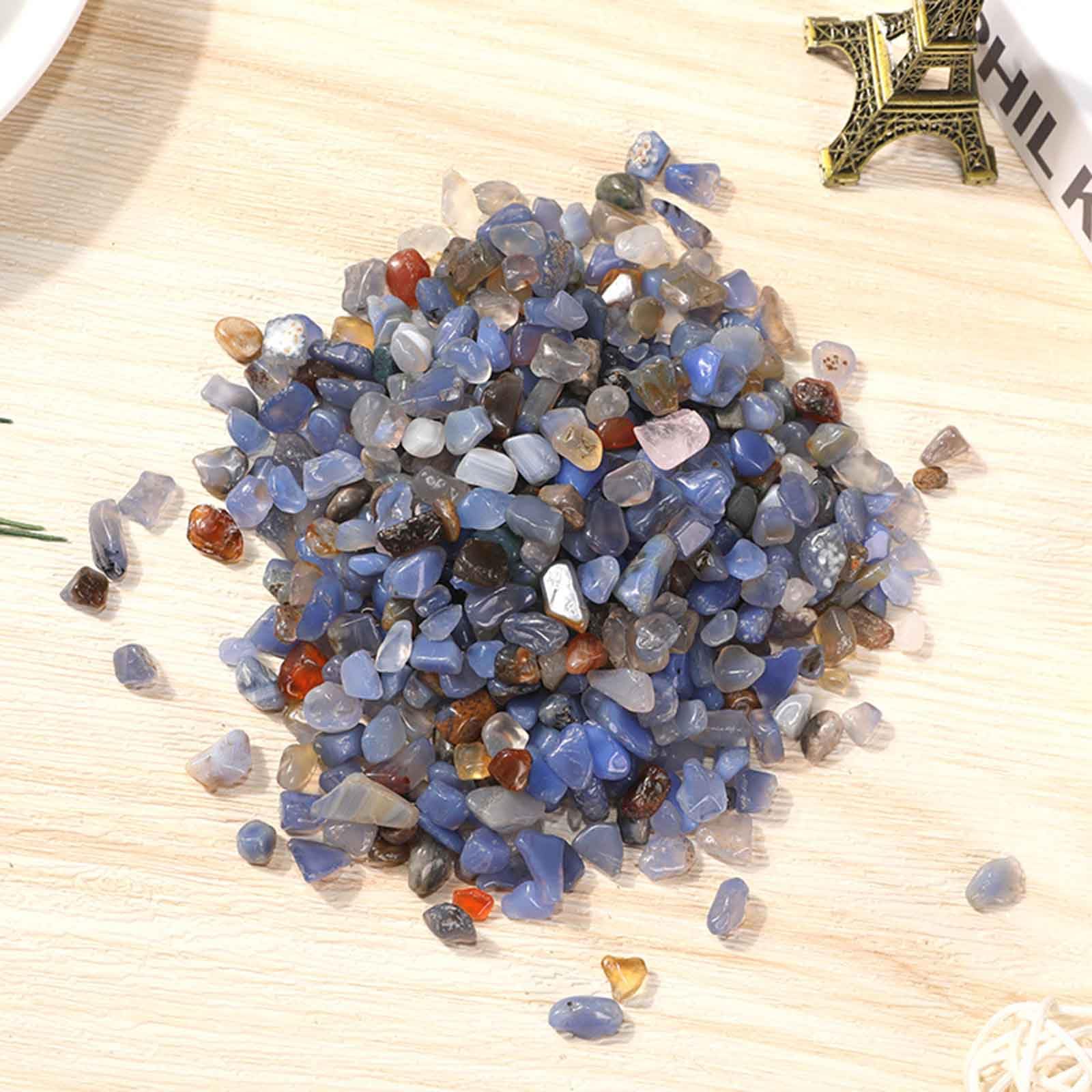 2,2 libbre di Agata Blu frantumata, schegge levigate, sfuse, Ghiaia Naturale lucidata per Acquario, Rocce, Cristalli, Pietre per Piante grasse, Cactus, terrario Fai da Te,9~12mm/2.2lb