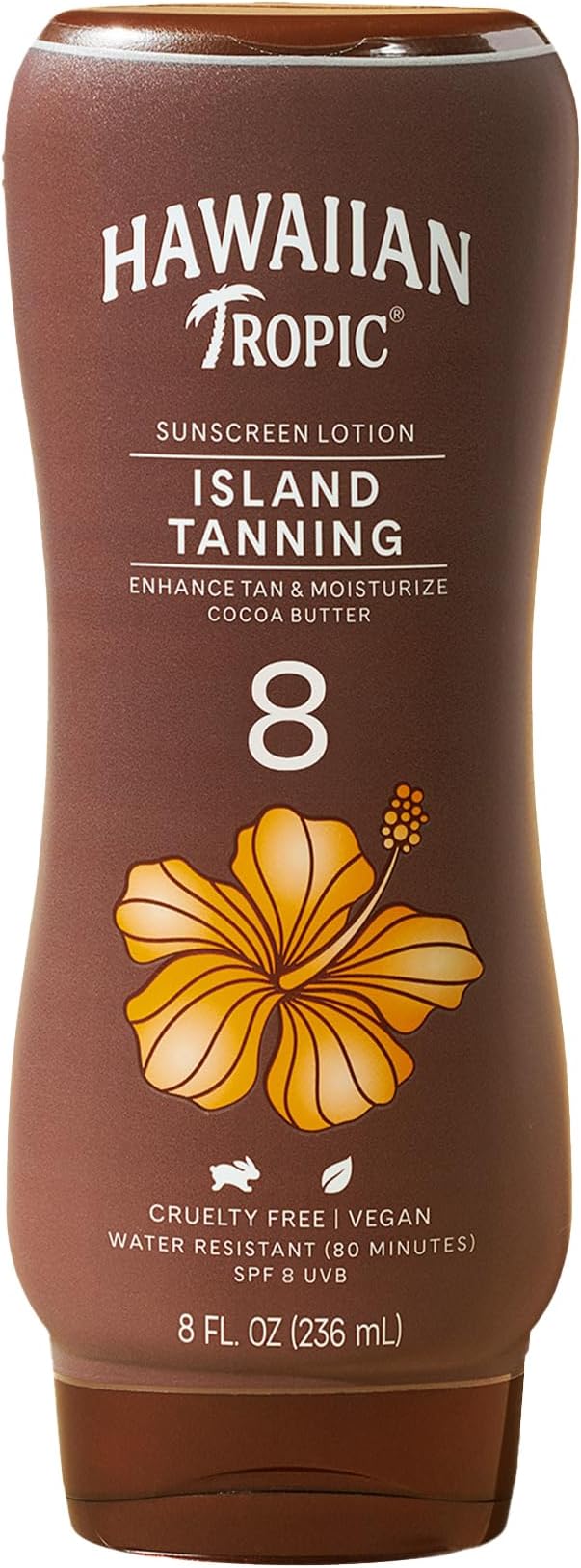Hawaiian Tropic Island Tanning Reef Friendly Lotion Sunscreen with Cocoa Butter, SPF 8, Coconut, 8 Fl Oz