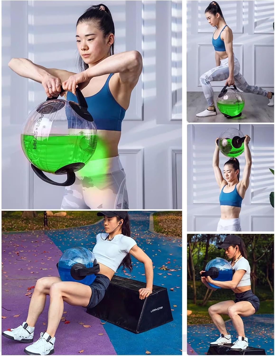 Fitness Weights Water Bag Sphere, Flexible Power Training Bags Lifting Sandbag for Yoga/Squats/Speed, Portable Clear Running Workout Tool with Pump