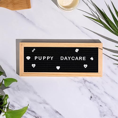 Miniatura 5 de Tablero de letras pequeñas  Mini marco de madera de fieltro negro con letras blancas de 12 x 5 pulgadas  Tableros de letreros intercambiables de