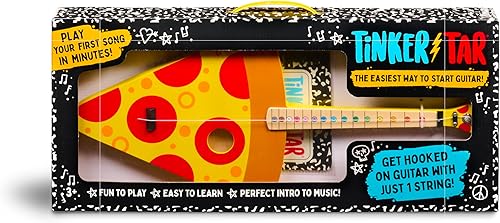Miniatura 7 de Pizza Guitar - La forma más fácil de comenzar y aprender guitarra - 1 instrumento de juguete de cuerda para niños introducción perfecta a la música
