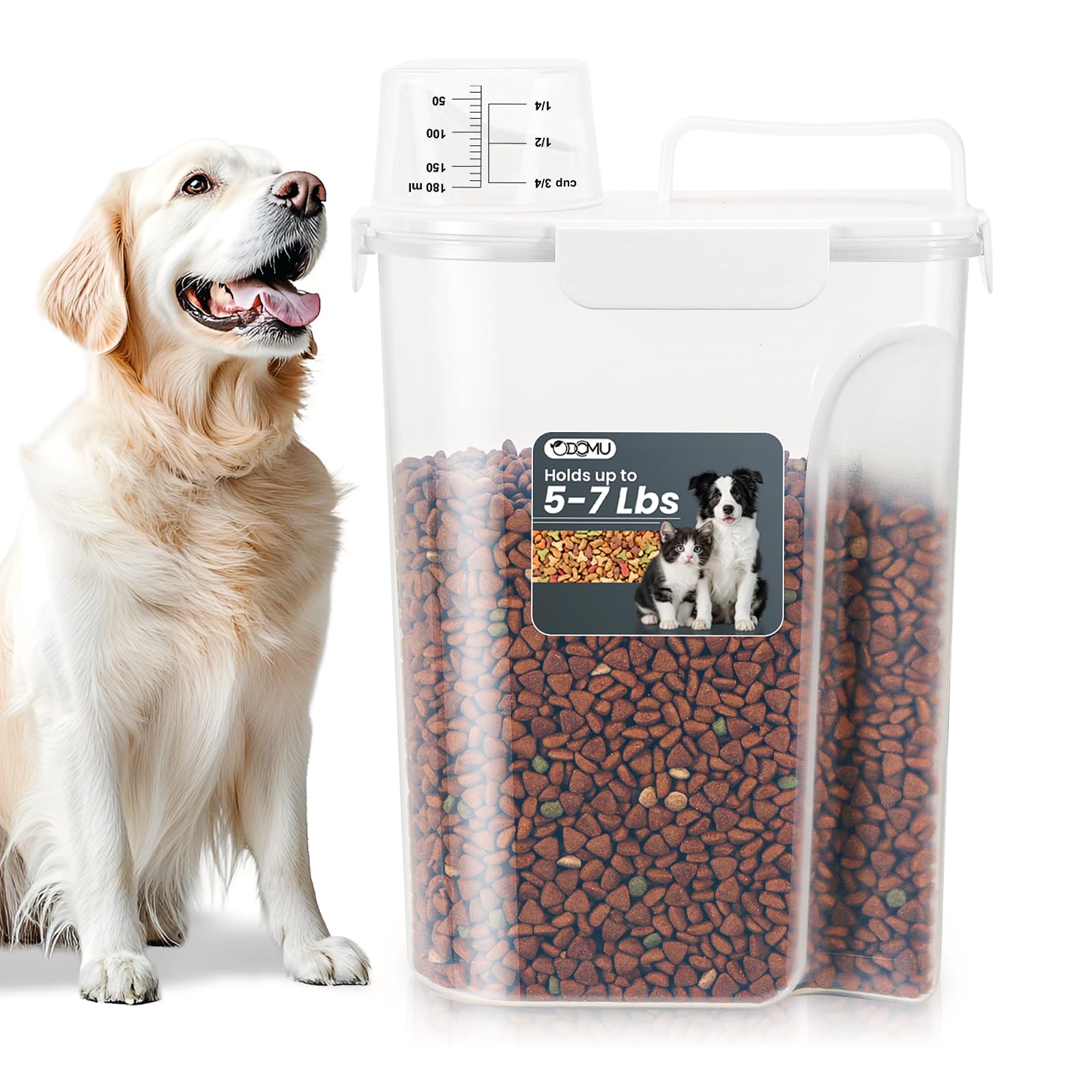 Contenedor grande de almacenamiento de cereales, dispensador de arroz, contenedor de comida para mascotas, perros, gatos, con boquilla grande y taza, recipiente hermético sin BPA para almacenar